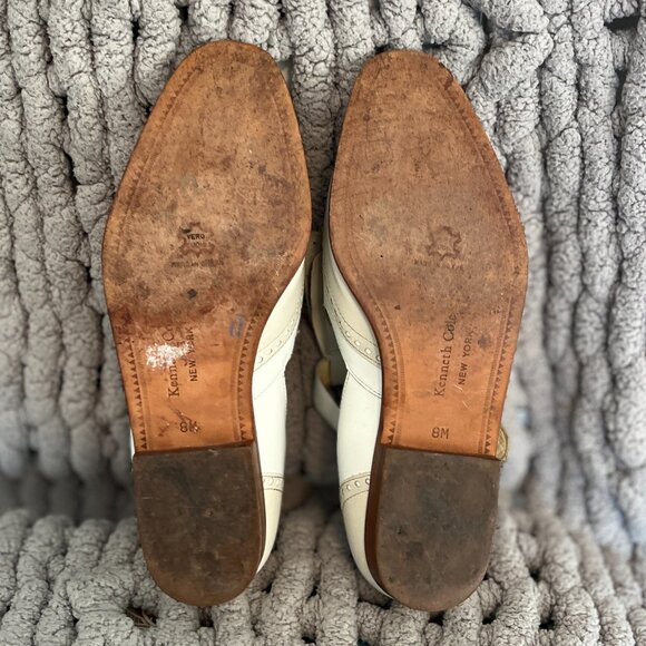 Kenneth Cole Kiltie Monk Strap Leather Loafers Vintage Cream Leather Size 8 - Picture 15 of 16
